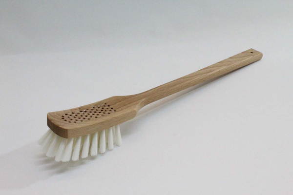 Spülbürste groß, aufgeschweift mit Stiel / Nylon